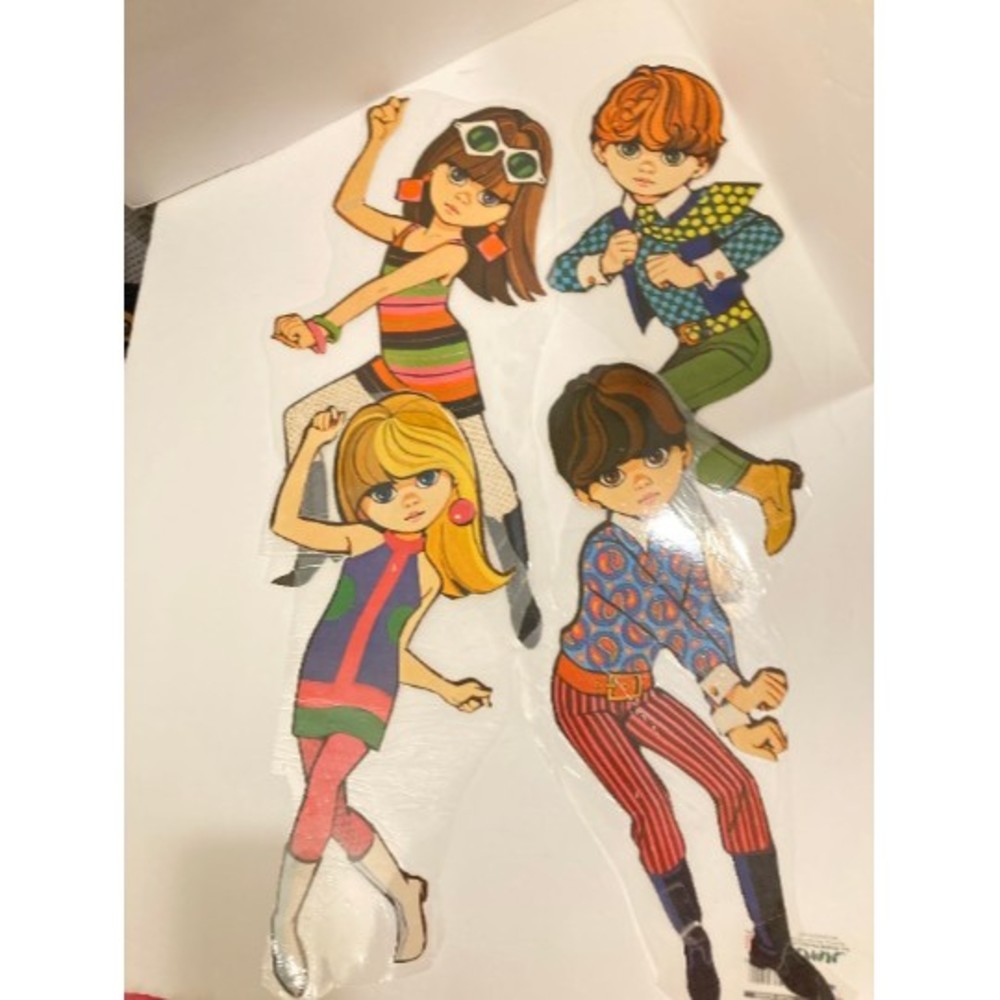 MCM 60s Go Go Dancers Ephemera Laminated Cardboard Cutouts 15" + Tall RARE